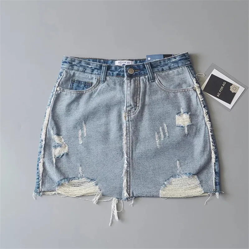 Рваные пикантные короткие джинсовые мини юбки для девочек 2019 летняя Модная