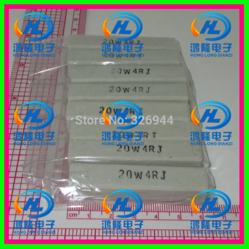 

(10pcs/lot) 20W 4 ohm +/-5% Horizontal cement resistor / 20W 4R ohm 5% Cement resistance / 20W 4RJ Ceramic resistor