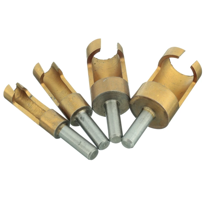 High Carbon Steel Wood Drilling Carpenter Power Tool Drill Bit Round Shank Set Hole Plug Cutter Cutting 6-16mm 4Pcs | Инструменты