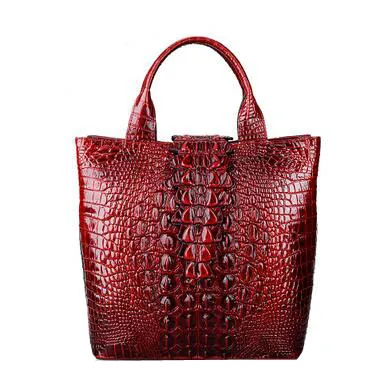 Red Новые женские сумки из натуральной кожи, модные сумки с узором «крокодиловая кожа», роскошные женские сумки, дизайнерские женские кожаные сумки - Цвет: Red