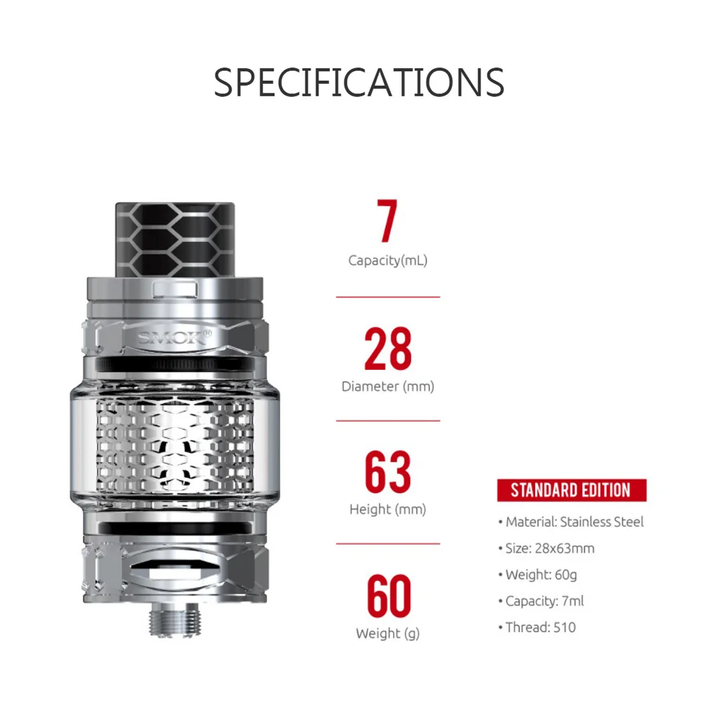 Vape танк электронных сигарет SMOK TFV12 принц Кобра Edition 7 мл V12 распылитель форсунки с