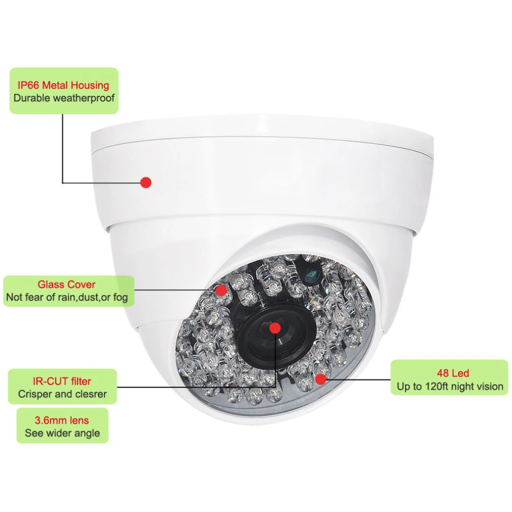 JeaTone AHD 720 P/1080 P 1.0MP/2.0MP купол Камера охранных видеонаблюдения Системы Авто IR С