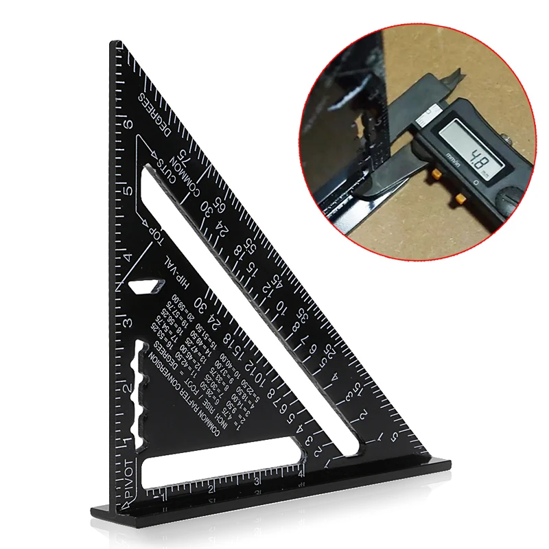 

7" Imperial System Black Aluminum Alloy Measure Speed Square Roofing Triangle