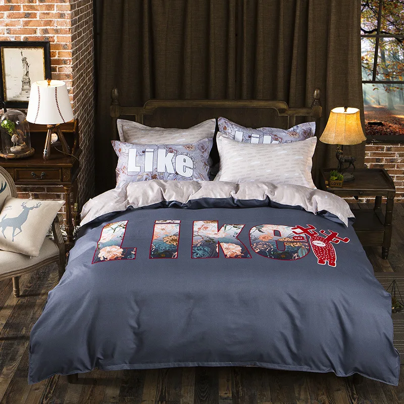 Комплект постельного белья из 4 предметов пододеяльник наволочка простыня