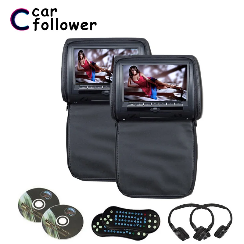 2 шт. 9 дюймов подголовник автомобиля DVD плеер мониторы цифровой экран с USB/SD/IR/FM