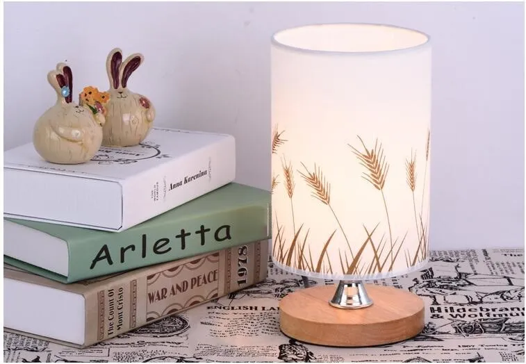 

Modern retro mini solid wood polyhedron Table Lamps living room bedroom desk night EU plug switch line E27 Wood chalkboard lamp