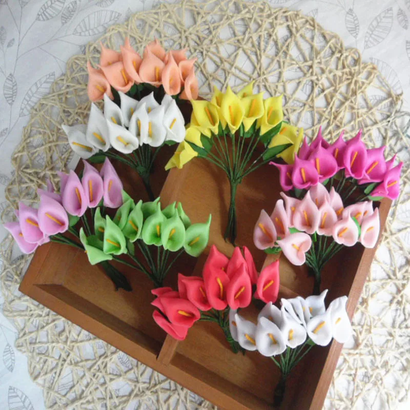 Искусственные цветы, искусственные цветы, свадебное украшение, PE calla lily Mini, искусственная Калла, Цветочная композиция 6 шт. ADZ002