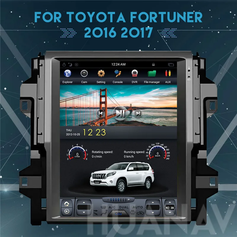 Tesla стиль 12,1 дюймов Автомобильный gps DVD аудио плеер навигация для Toyota Fortuner Радио стерео плеер блок Satnav