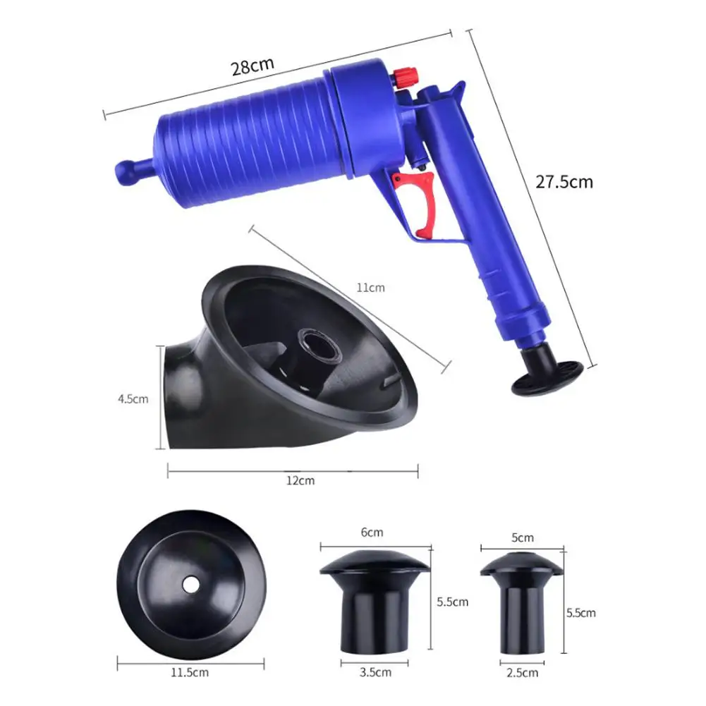 

High Pressure Air Drain Blaster Cleaner Sewer Sink Pipe Clog Remover Dredging Device Pneumatic Type Toilet Kitchen Floor Cleaner