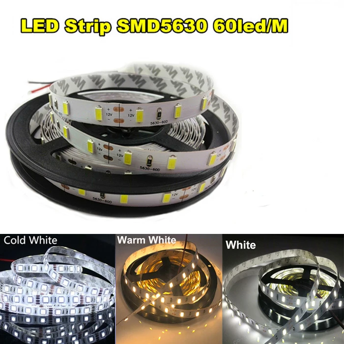 Светодиодная лента высокой мощности 5630 SMD RGB/белая 5 м 12 В постоянного тока