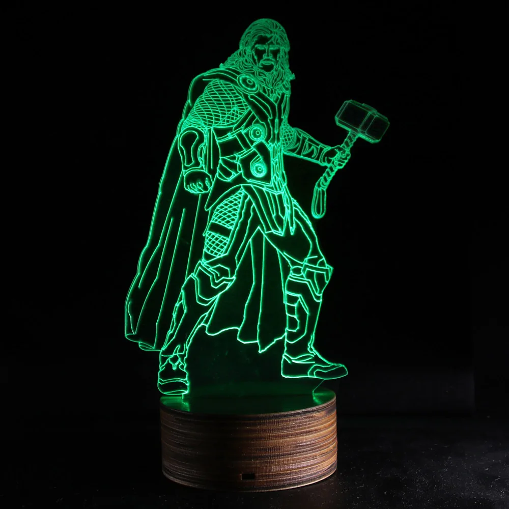 Мстители Тор 3D Визуальный ночник Lampara Luz De Светодиодная лампа дистанционное