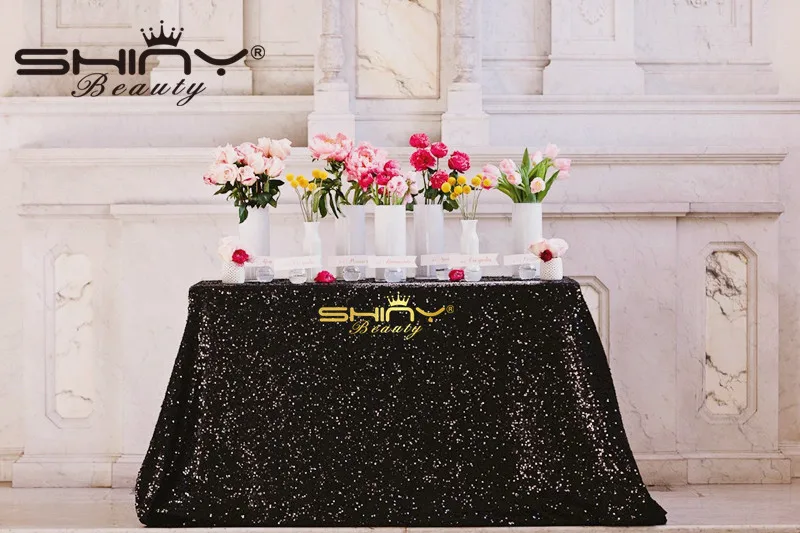 60x102in черный Рождество скатерть прямоугольник блесток Скатерти weddingtablecloth 150x260cm