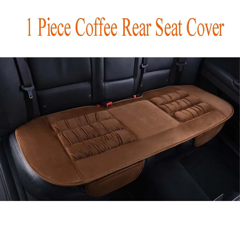 coffee Теплый зимний плюшевый коврик для автомобильных сидений, Автомобильная подушка заднего сиденья, противоскользящая задняя подушка для сиденья автомобиля, защита для автомобильного сиденья - Название цвета: coffee