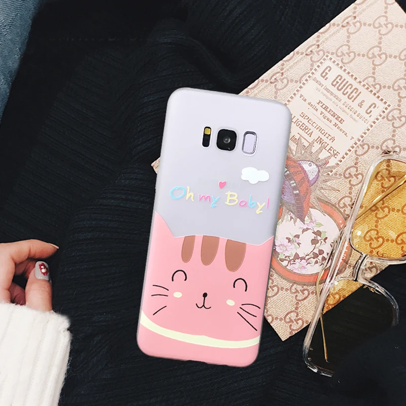 YHBBCASES с рисунком милого кота бегемота чехол для телефона samsung Note 8 9 s рельеф ТПУ