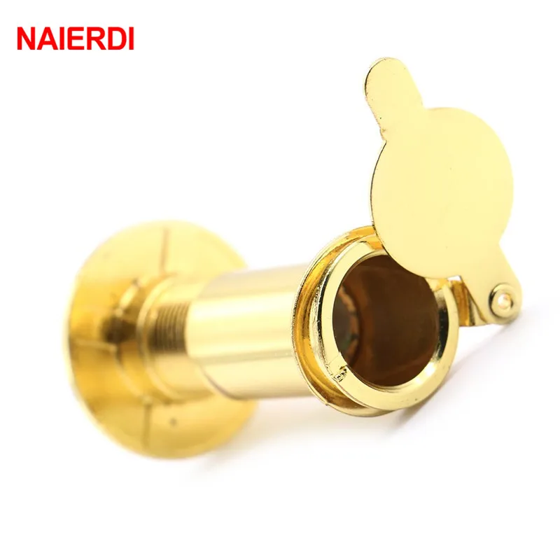 Дверной глазок NAIERDI Deluxe 200 градусов латунный широкий угол хромированный