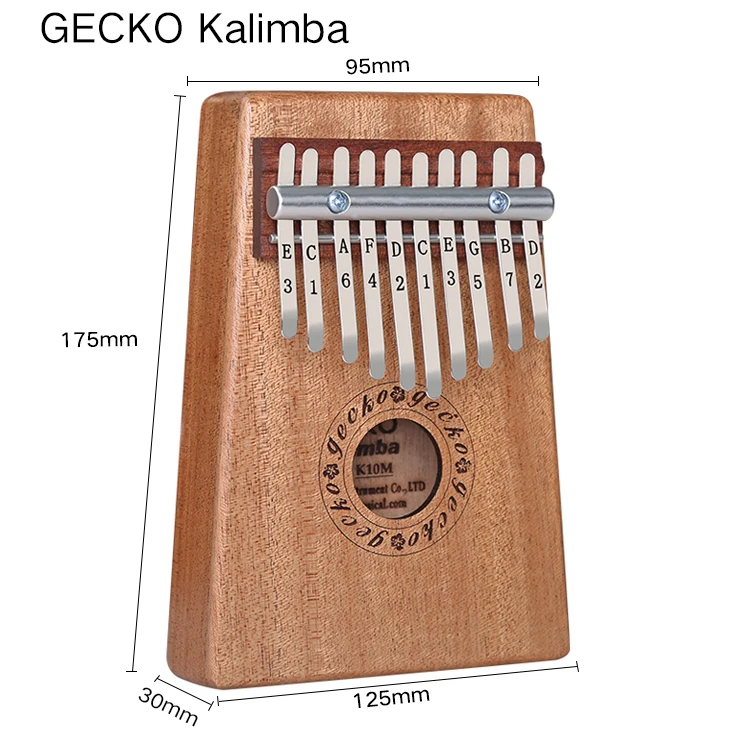 GECKO Kalimba 10 клавиш «пианино для больших пальцев» встроенных молоточек для настройки, обучения и тканевой сумки K10M