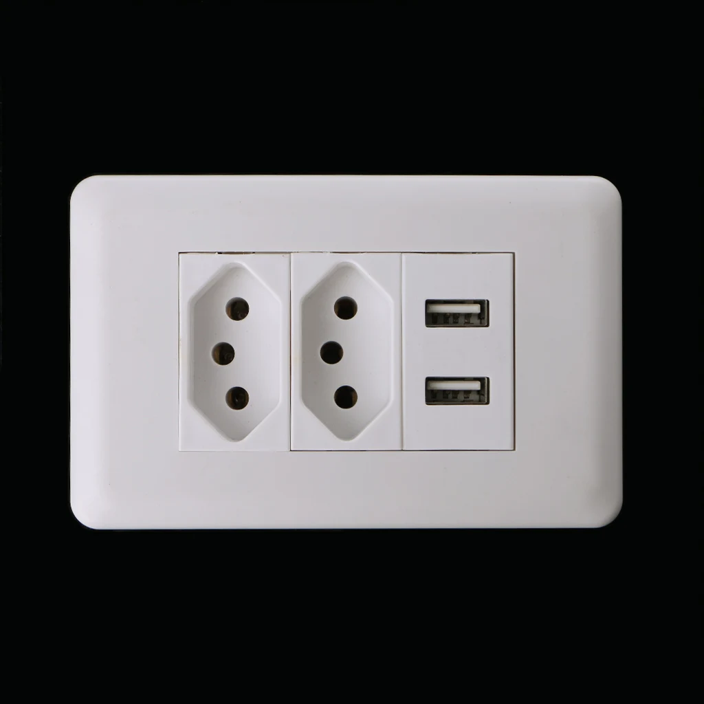 15а настенный двойной Стандартный адаптер питания с двумя портами USB зарядное