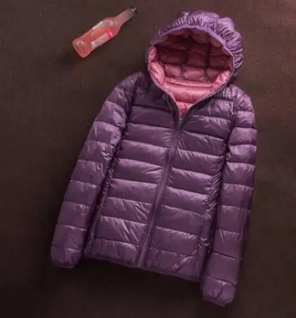 Purple Pink SEDUTMO зимнее пальто размера плюс 3XL на утином пуху, женский ультра-светильник, куртки с капюшоном, двухстороннее пальто, весенняя куртка-пуховик ED657 - Цвет: Purple Pink