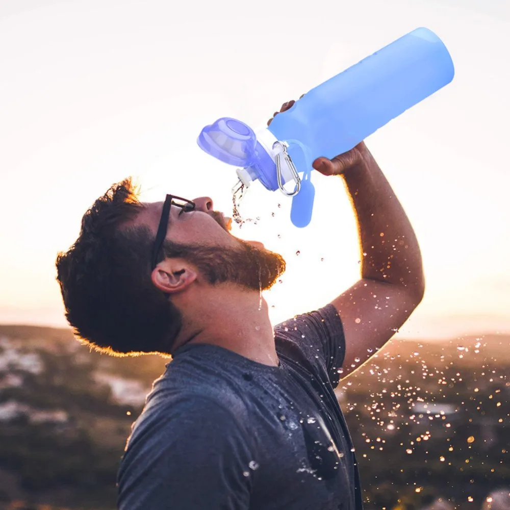 Складная складная бутылка для воды без бисфенола, силиконовая бутылка для воды для путешествий, Спортивная бутылка для воды, для еды, 400 мл, бутылки для напитков, посуда для напитков