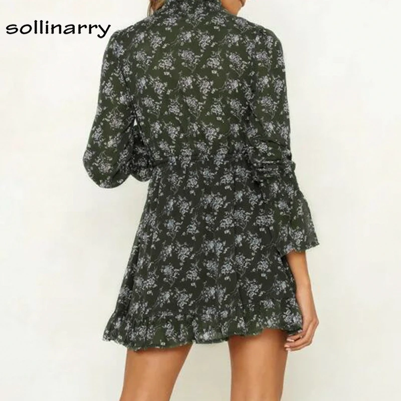 Sollinarry Красный оборками зимнее платье Для женщин элегантные праздничные платья с