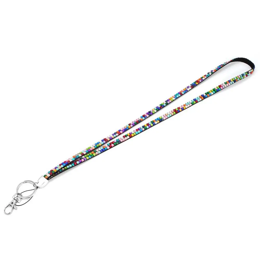 colorful Кристалл мерцающий горный хрусталь Bling пользовательский ремешок и ID значок мобильного телефона кольцо для ключей - Цвет: colorful