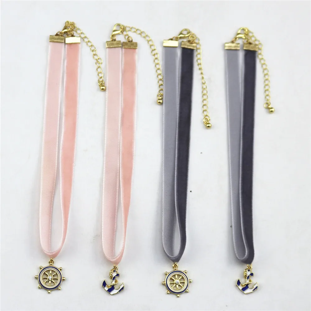 Fashion blue Drops glaze ship style lady four color neck chain short necklace 2019 factory direct sale | Украшения и аксессуары