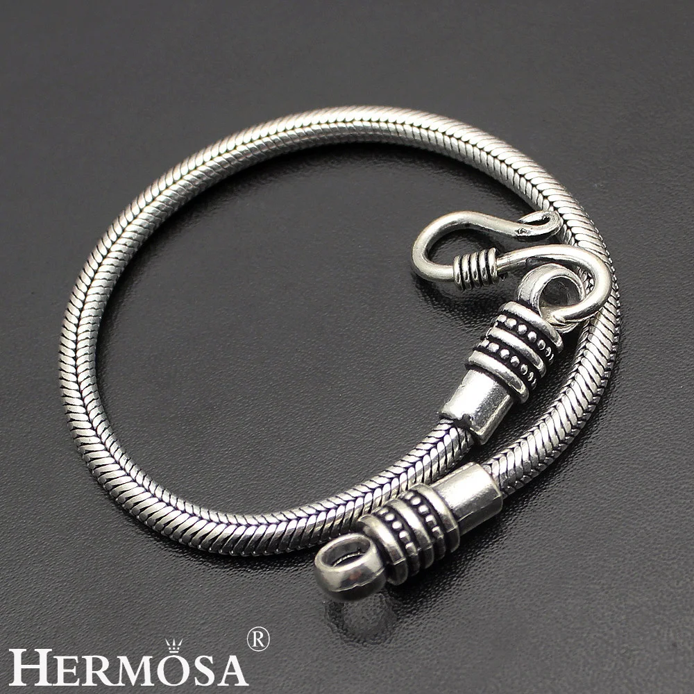 HERMOSA jewelry classic HOT Bali Design VINTAGE 925 пробы Серебряная цепочка 3 размера на выбор браслеты