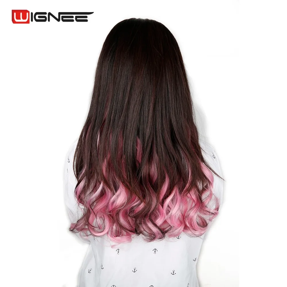 Wignee in one piece synthetic hair extension Long Wave Glueless Cosplay High Temperature Synthetic Fiber half Wig For Women Hair