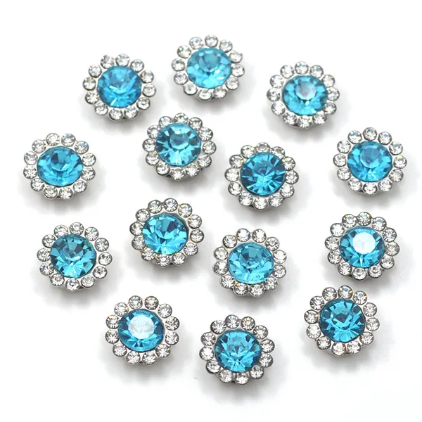 12 Aquamarine 20 шт Круглые Цветочные Стразы разных цветов с плоской задней стороной Стразы для шитья золотого и серебряного цветов с металлическим кристаллом для одежды - Цвет: 12 Aquamarine