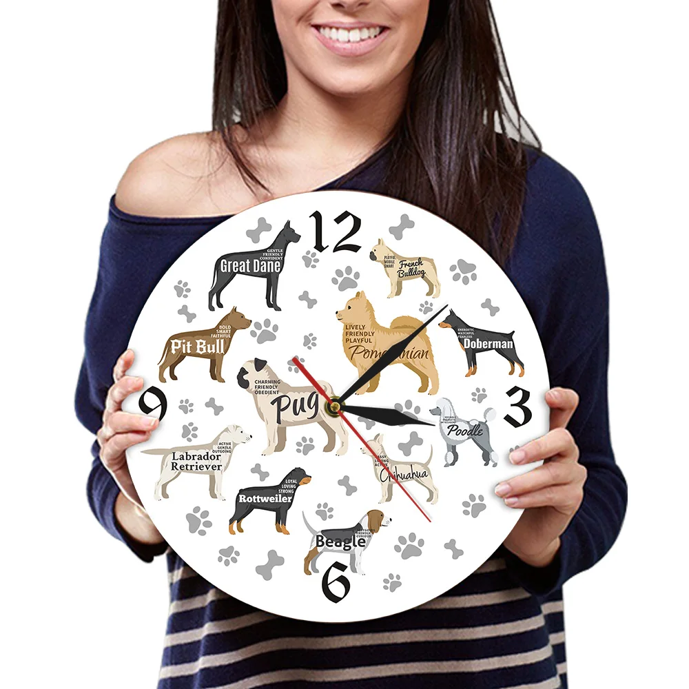 

Dog species theme pet dog wall clock interior decoration clock pet shop wall clock Home decor for Dog Owner