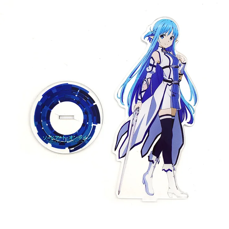 Asuna Любовь спасибо меч искусство онлайн Кирито Асуна Leafa Юки фигурка на акриловой подставке модель двухсторонняя пластина Держатель торт Топпер аниме - Цвет: Asuna