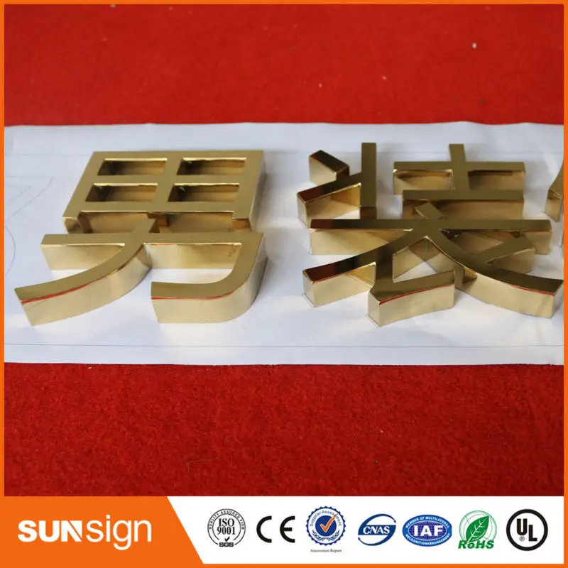 3D полированная нержавеющая сталь буквы розовое золото металлический знак