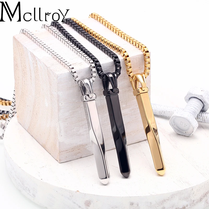 Mcllroy necklace men/stainless steel/chain/gold/black long pendants necklaces vintage punk choker fashion men jewelry valentine | Украшения