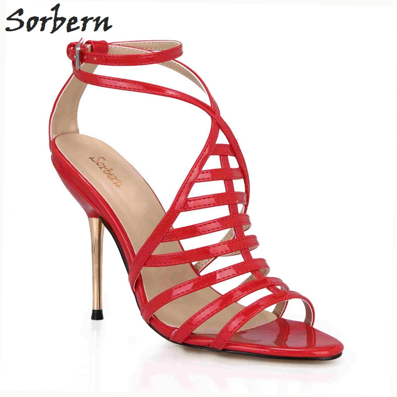 Sorbern сандалии гладиаторы женские красные босоножки на высоком каблуке удобные 11