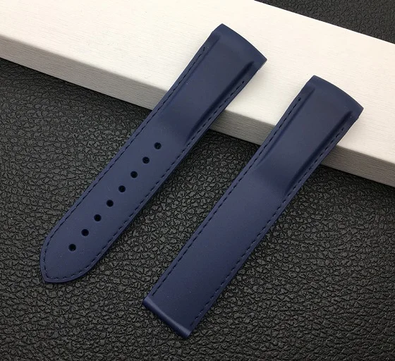 20mm Blue strap 20 мм 22 мм черный синий водонепроницаемый изогнутый конец силиконовой резины ремешок для часов Omega ремешок Seamaster планета 232 океан браслет инструменты - Цвет ремешка: 20mm Blue strap