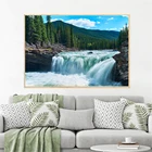 Пейзаж настенное искусство горы плакат водопад скалы озеро дождь лес Картина на холсте настенные картины для украшения гостиной