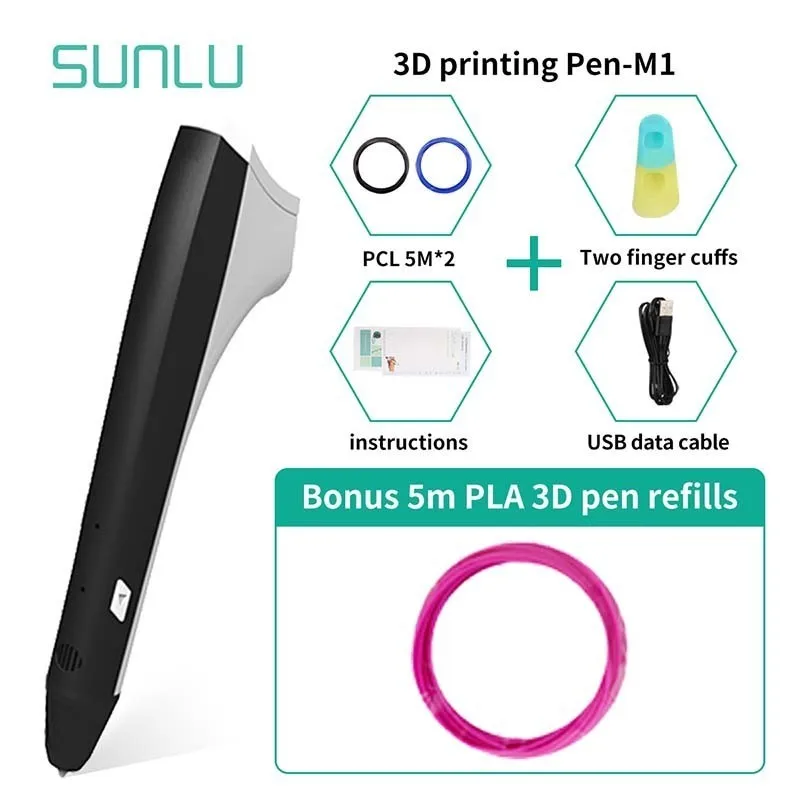Низкотемпературная 3d печатающая ручка SUNLU с поддержкой PCL/PLA филамента для детей