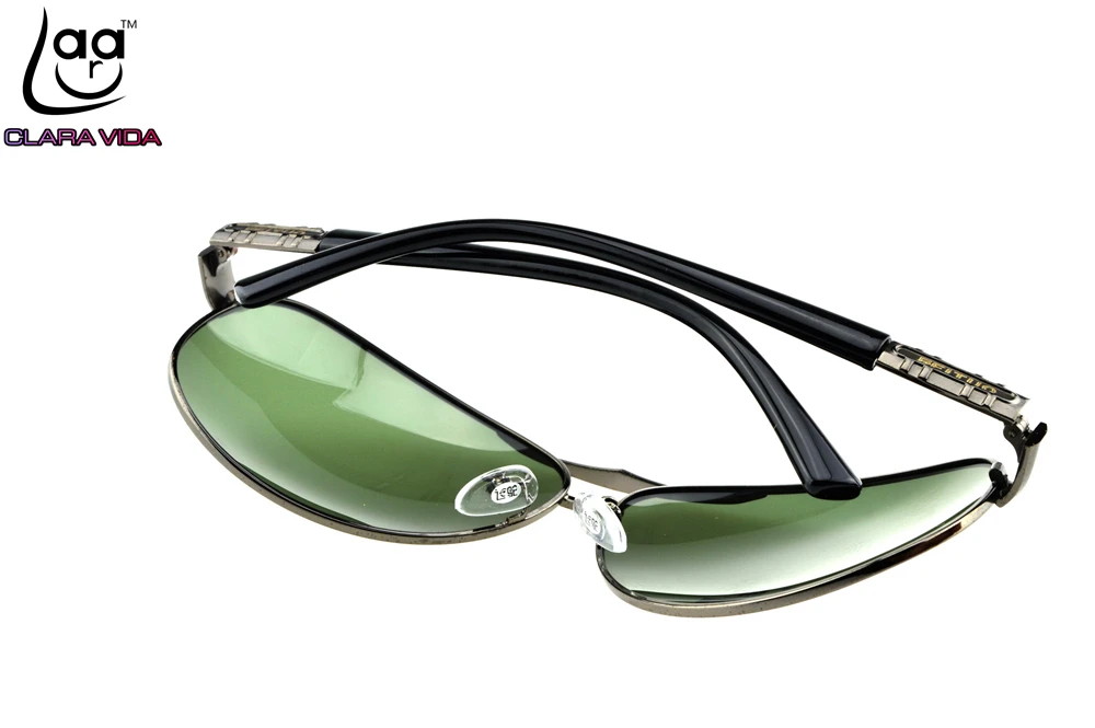 

=CLARA VIDA= Custom Made NEARSIGHTED MINUS PRESCRIPTION Large Wide temple Designer Pilot Masculine Polarized sunglasses -1 to -6