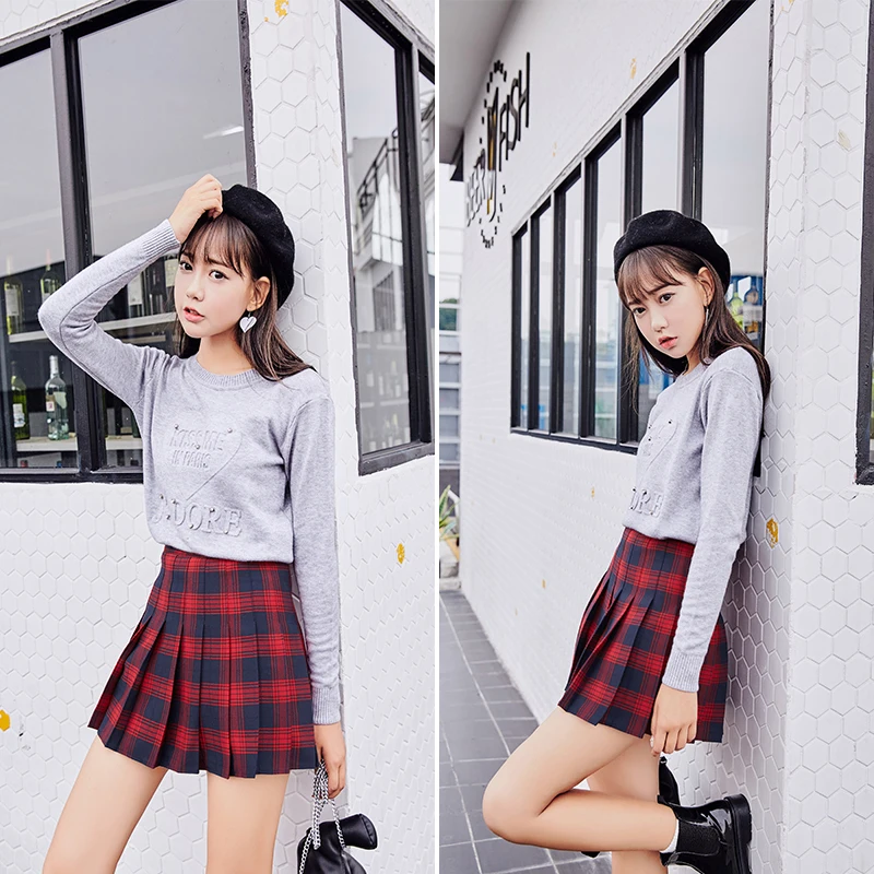 Весна-Осень 2019 короткая юбка в стиле Харадзюку панк увеличивающая размер с