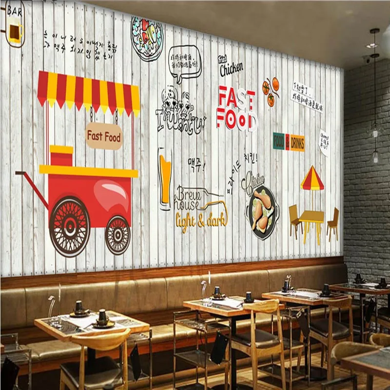 Фото обои Европейская мода деревянная Фреска Корейская еда жареная курица