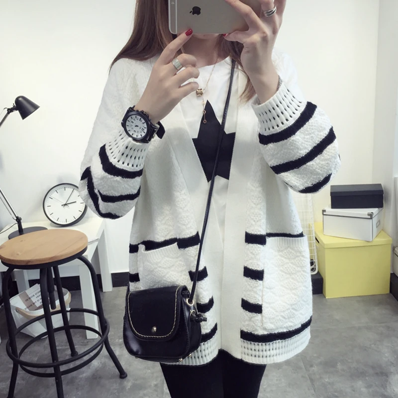 Шить вязаный свитер верхняя одежда Женская Осенняя Новинка 2017 года Куртки и
