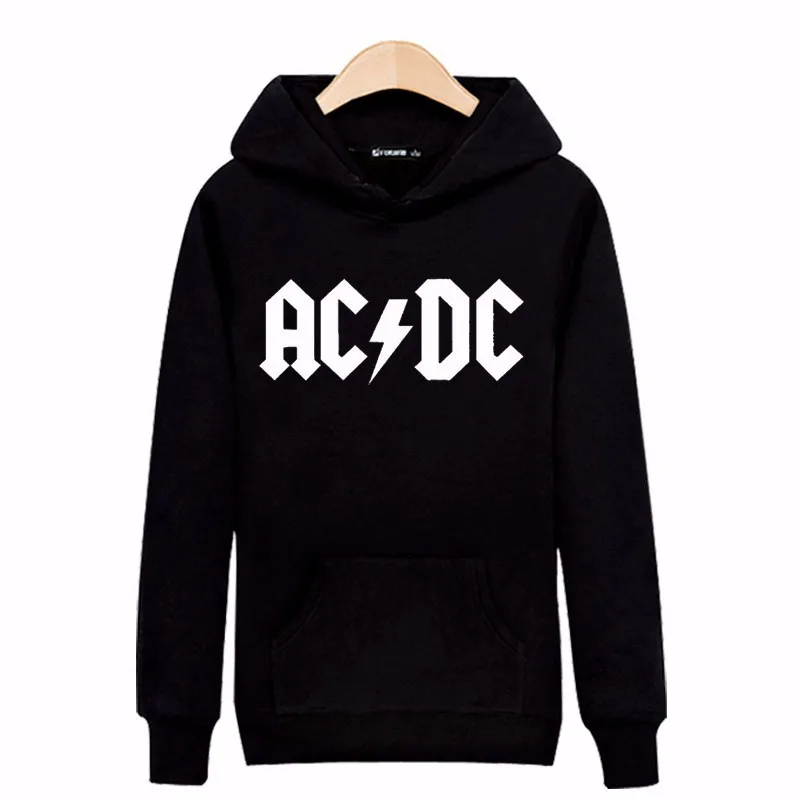 Рок Музыка AD/DC Черный/Серый С Капюшоном Толстовки Мужчин и Хип Хоп Высокого