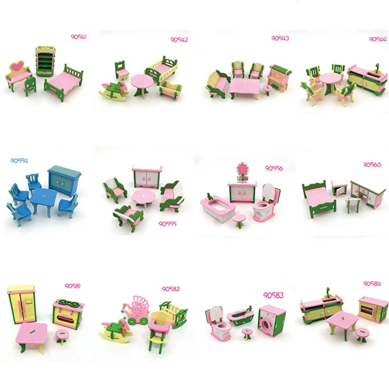 Miniature Wooden Furniture Toys Doll House Wood Set Dolls Baby Room For Kids Play Toy | Игрушки и хобби