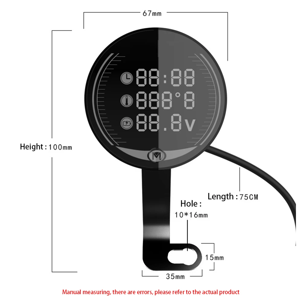 Мотоциклетный вольтметр с дисплеем температуры настольный светодиодный 3 в 1