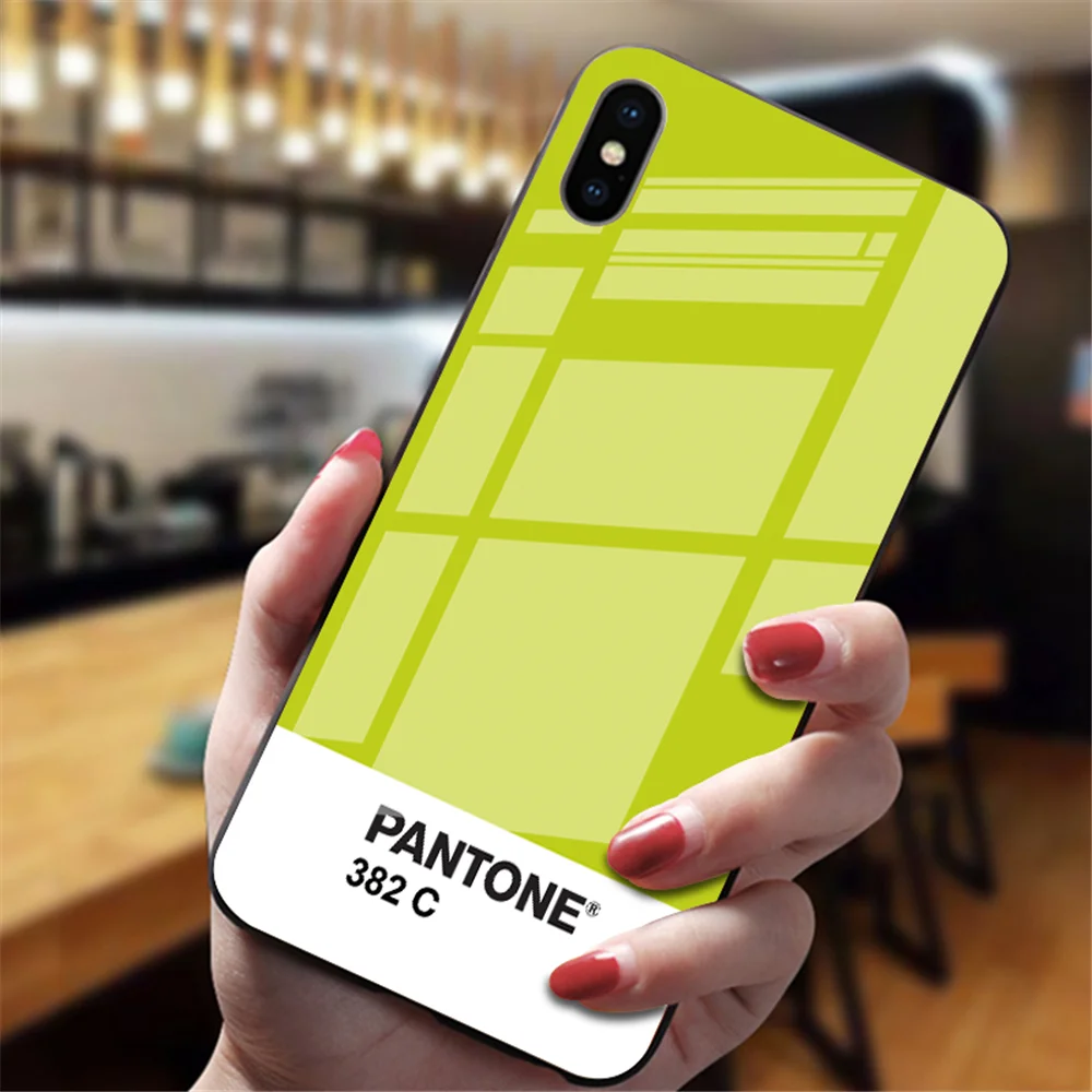 Роскошное популярное закаленное стекло чехол для телефона для iphone 6 6S 7 8 Plus 5 5S SE X XR XS MAX новейшая цветная карта Pantone - Цвет: 3
