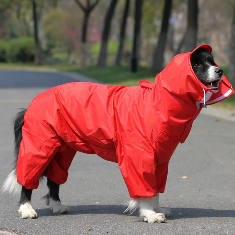 Outdoor Waterproof Clothes Hooded Jumpsuit Cloak For Small Big Dogs Overalls Rain Coat Labrador