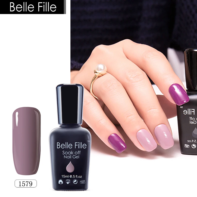 Belle Fille 237 цветной блестящий клей ногтей UV светодио дный гель лак для 15 мл