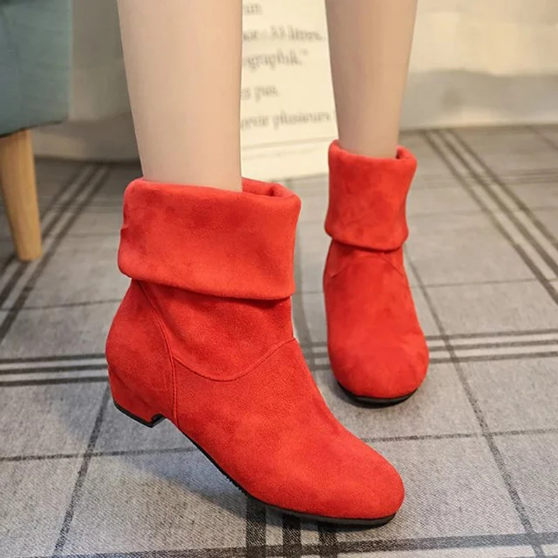2020 Autumn Winter Women Boots Mid-Calf Martin Brand Fashion Female Stretch Cotton Fabric Slip-on Flat Shoes Woman | Обувь