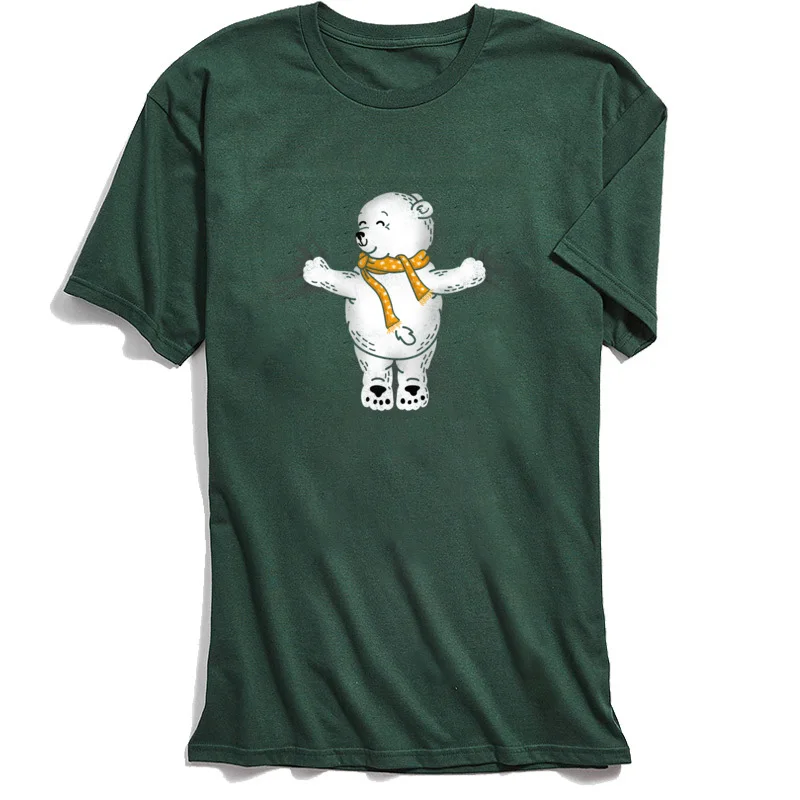Tops &amp Tees Men Lovely T Shirt Polar Bear Hug O-Neck T-Shirt Summer Fall 2018 Fashion 100% Cotton Fabric 3D Cartoon Print Tshirt | Мужская