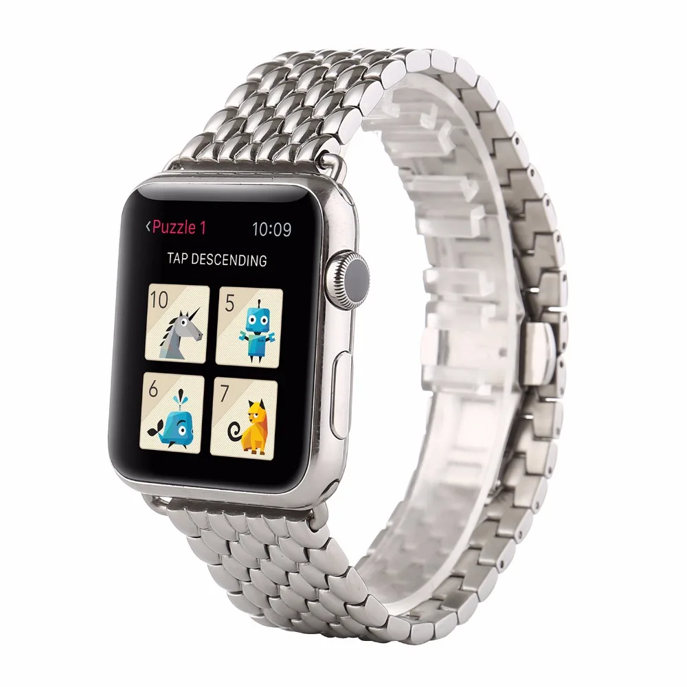 42 мм ремешки для часов Apple Watch Stailess стальной ремешок металлический уникальный